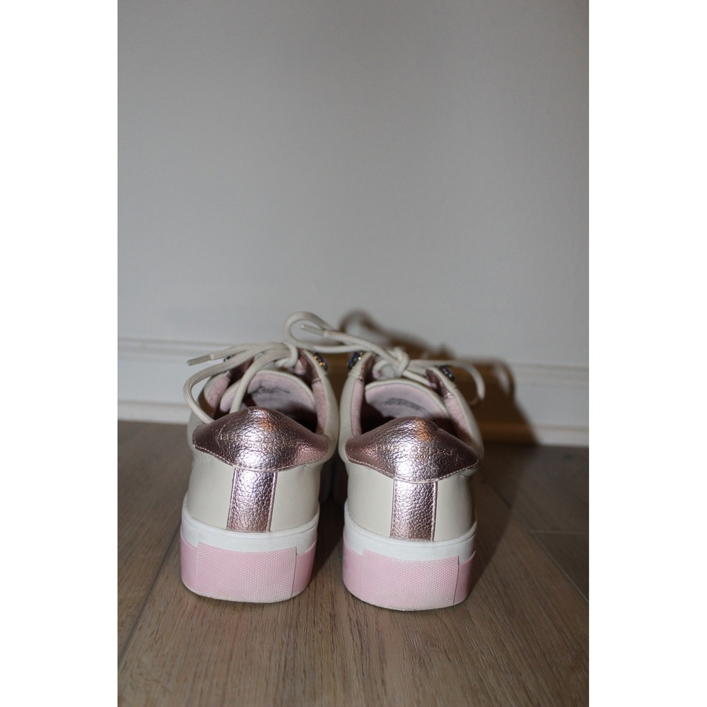 Kurt Geiger London Rainbow Heart Crystal Leather Platform Sneakers Cream 38/7.5 - Picture 3 of 5